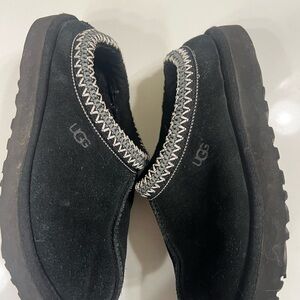 UGG Black Suede Slip-Ons with Zigzag Trim